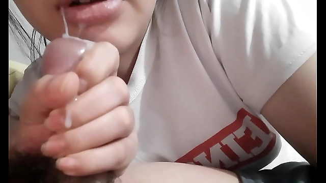 Joyful Filipina Girlfriend Blowing Him Off with Her Sexy Mouth