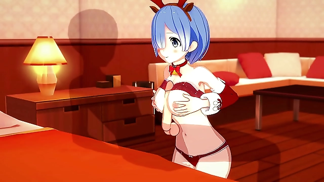 Luscious ReZero Rem Enchants with Her Anal Ride and Creamy Holiday Cumshot