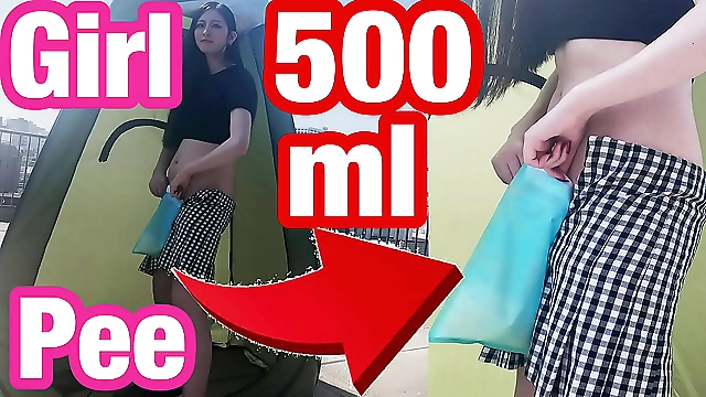 Japanese Pissing Amateurs are a Turn-On, Try This Outdoor Handjob and Pee Standing with 500ml Portable Toilet