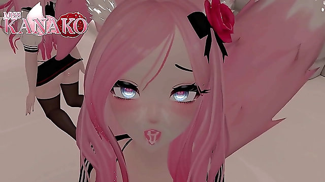 Japanese Kitty-Chan Gives You a BJ While You Peek up Her Skirt - Cum in Mouth Finish