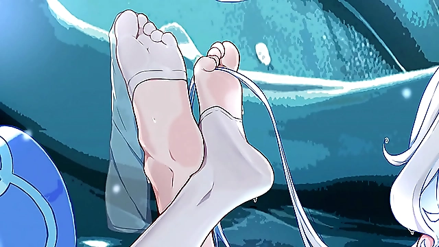 luscious Furina takes control, dominates with her slutty feet