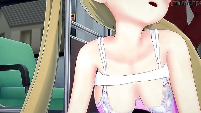 Pornstar Airi Akizuki Fucks Hard on the Bus: Oni Chichi, Ahegao, Cute Blonde POV