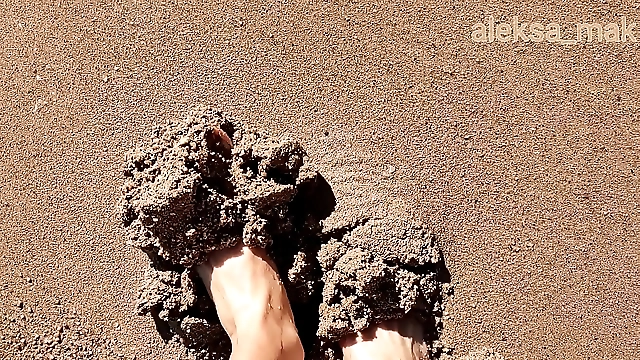 Sensually Soak up the Sun with Your Naked, Luscious Feet on the Beach! Enjoy a Relaxing Day Off with Your Alluring Soles under the Sun's Warm Rays