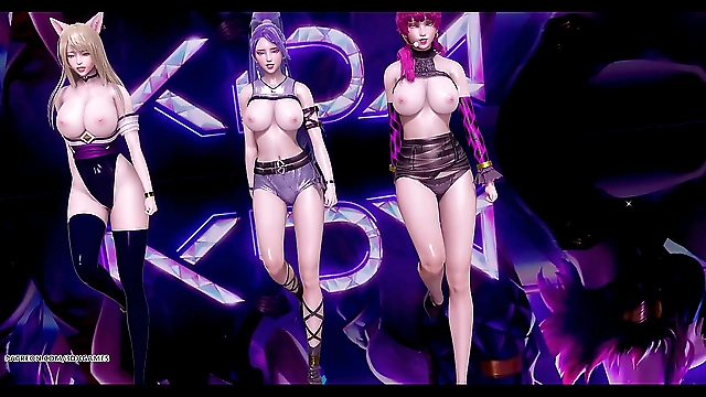 JAV MMD Stellar: Marionette Ahri, Akali, Kaisa, Evelynn, Seraphines Sexy Striptease - KDA Popstars 4K 60FPS Odyssey