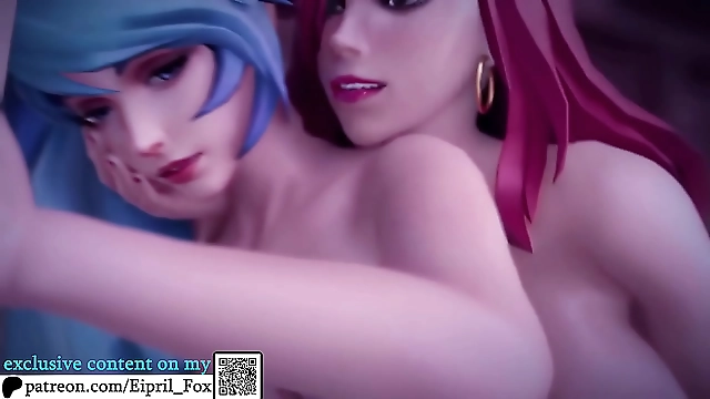 JAV Slut Evie Ash and Ahri's Enchanting Hentai Threesome - Futanari League of Legends & Paladins